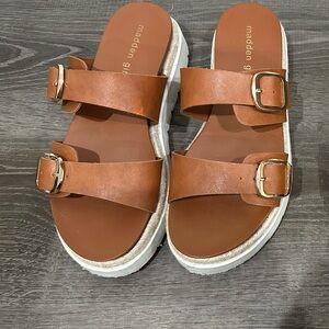 Madden Girl Brown Double Strap Sandals